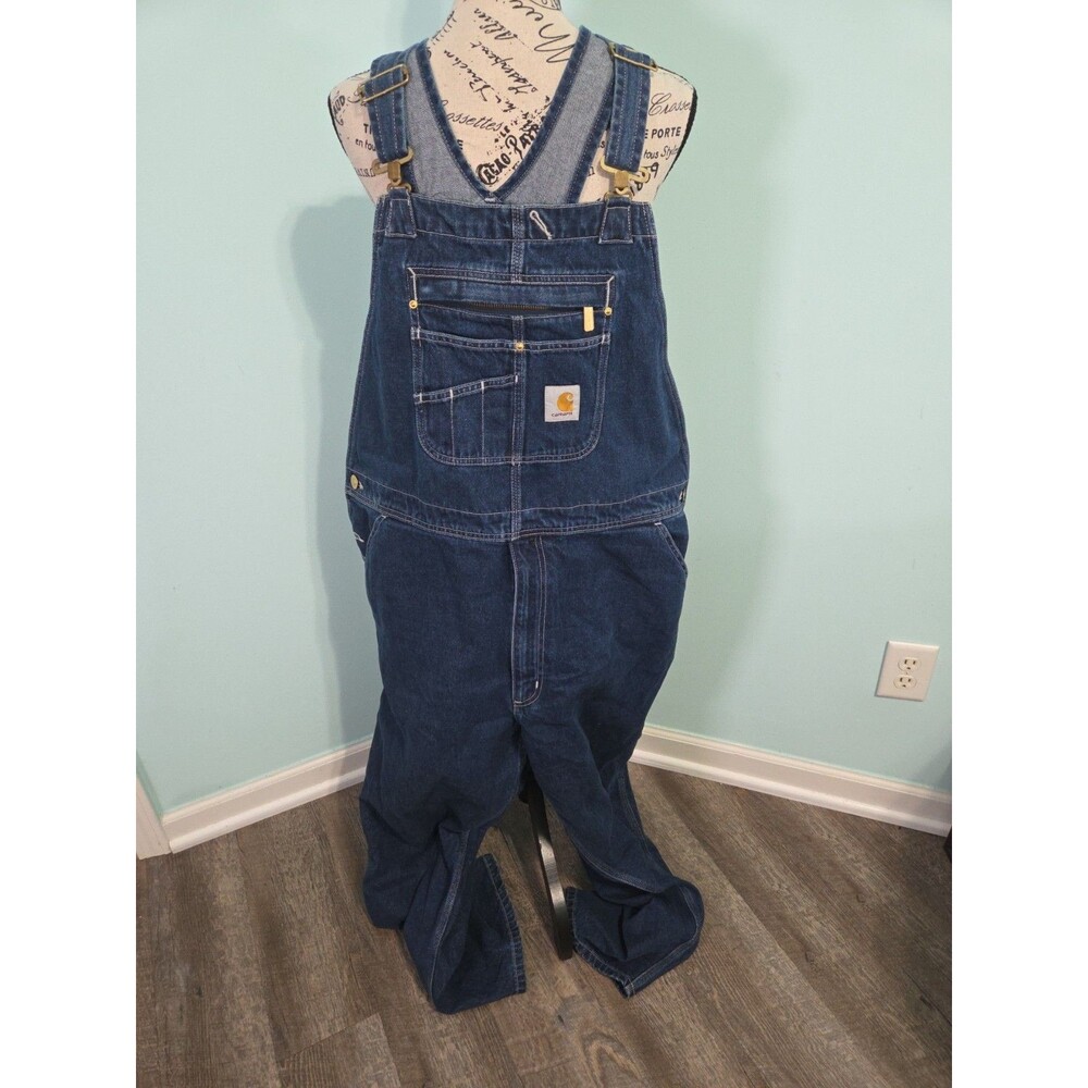 Carhartt Overalls Mens 40 x 30 Blue Painter Carpenter Construction Work Pants